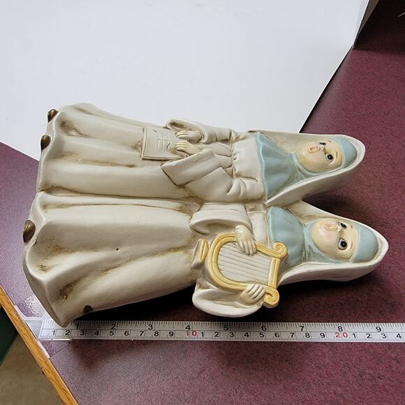 Vtg Josef Original Singing Nuns Music Box Dominique 9.25 inches Blue White - Picture 4 of 5